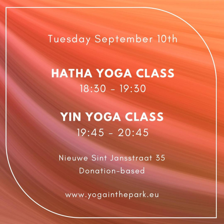 Hatha and Yin Yoga evening - Tuesday 10 Sep @ Nieuwe Sint Jansstraat 35